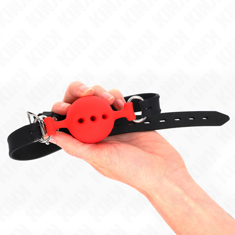 KINK - FULL SILICONE GAG 55 x 2 CM WITH 4.5 CM BALL SIZE M RED ADJUSTABLE 35-51 CM - Amore24
