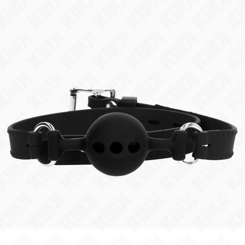 KINK - FULL SILICONE GAG 55 x 2 CM WITH 4 CM BALL SIZE S BLACK ADJUSTABLE 35-51 CM - Amore24