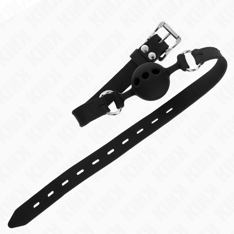 KINK - FULL SILICONE GAG 55 x 2 CM WITH 4 CM BALL SIZE S BLACK ADJUSTABLE 35-51 CM - Amore24
