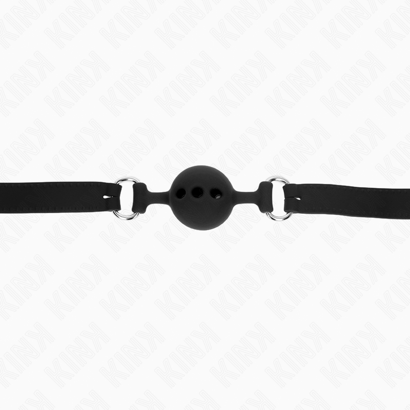 KINK - FULL SILICONE GAG 55 x 2 CM WITH 4 CM BALL SIZE S BLACK ADJUSTABLE 35-51 CM - Amore24