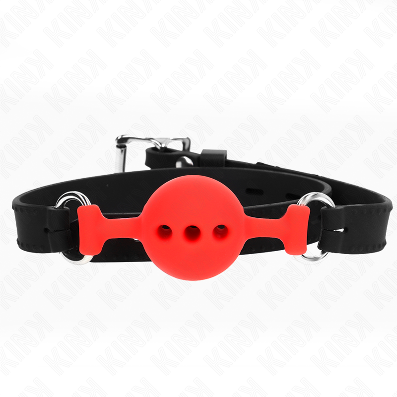 KINK - FULL SILICONE GAG 55 x 2 CM WITH 4 CM BALL SIZE S RED ADJUSTABLE 35-51 CM - Amore24