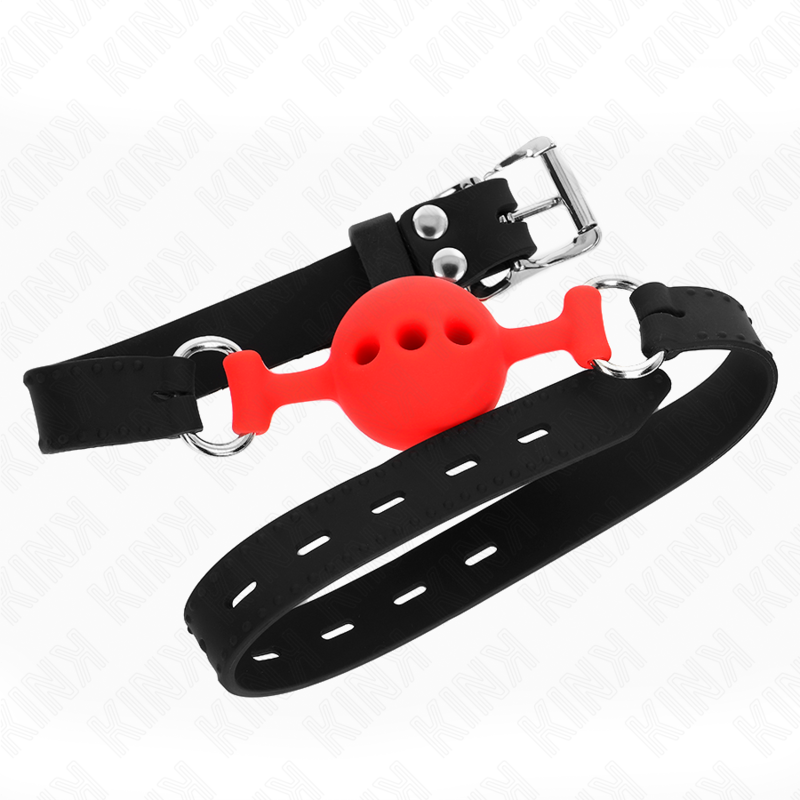 KINK - FULL SILICONE GAG 55 x 2 CM WITH 4 CM BALL SIZE S RED ADJUSTABLE 35-51 CM - Amore24