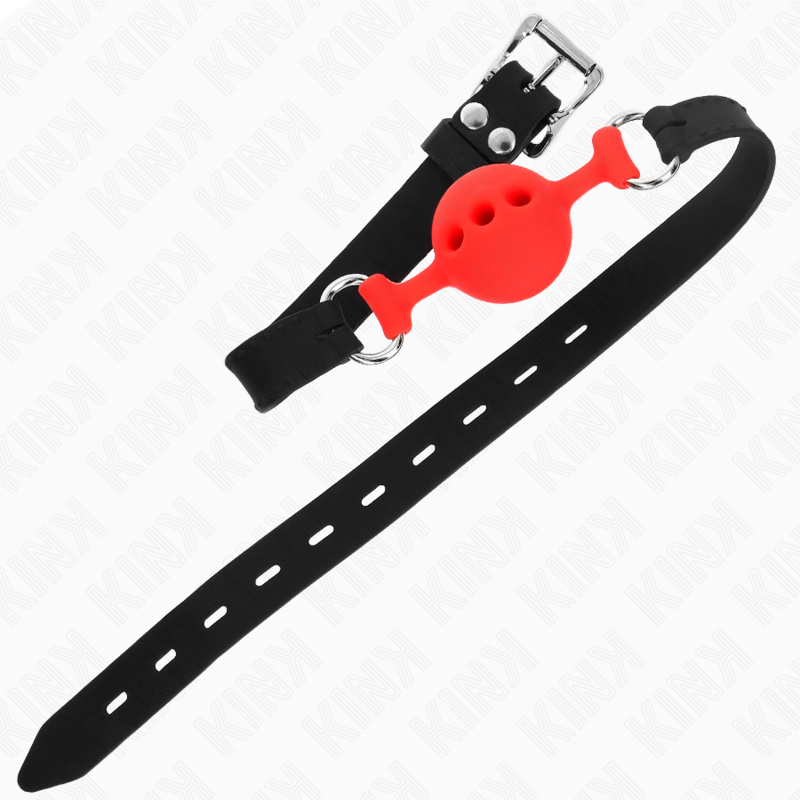 KINK - FULL SILICONE GAG 55 x 2 CM WITH 4 CM BALL SIZE S RED ADJUSTABLE 35-51 CM - Amore24