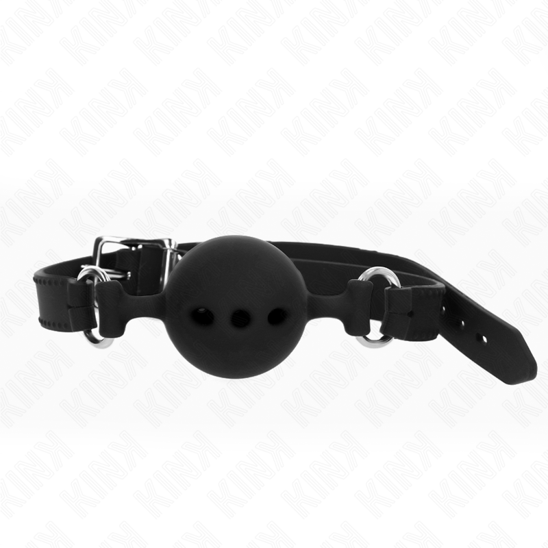 KINK - FULL SILICONE GAG 55 x 2 CM WITH 5 CM BALL SIZE L BLACK ADJUSTABLE 35-51 CM - Amore24