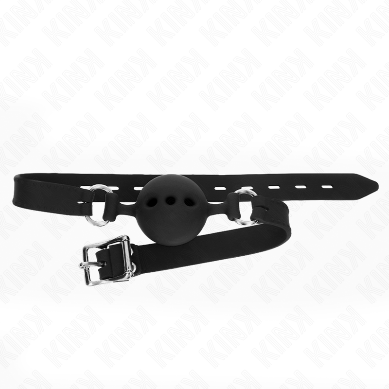 KINK - FULL SILICONE GAG 55 x 2 CM WITH 5 CM BALL SIZE L BLACK ADJUSTABLE 35-51 CM - Amore24