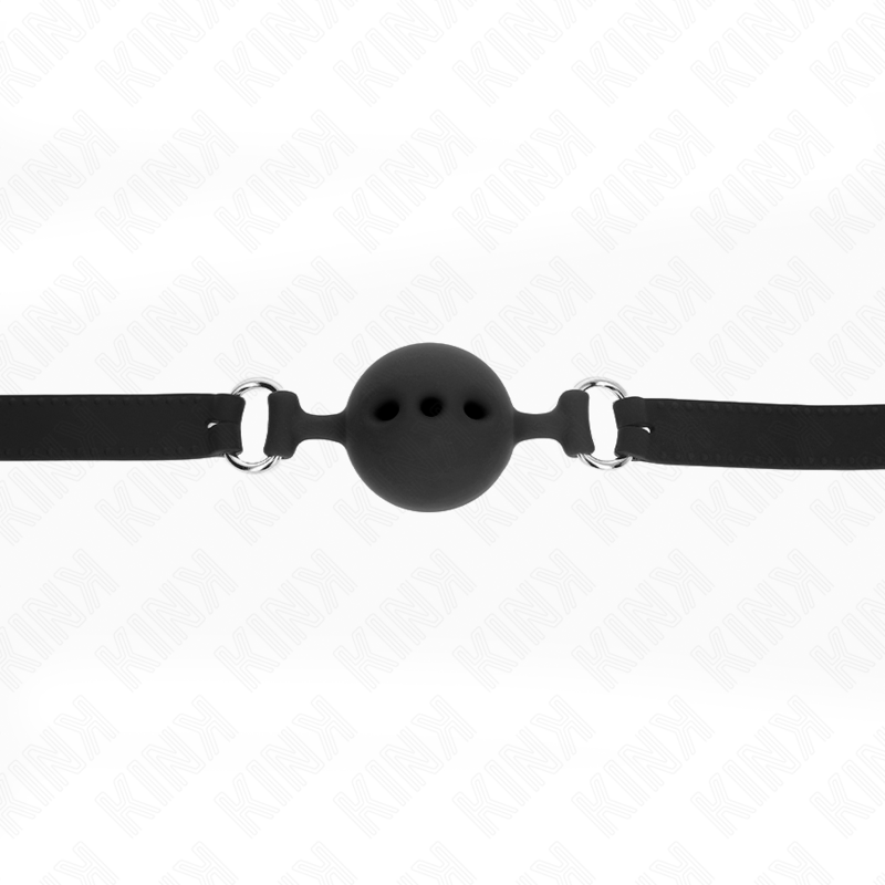 KINK - FULL SILICONE GAG 55 x 2 CM WITH 5 CM BALL SIZE L BLACK ADJUSTABLE 35-51 CM - Amore24