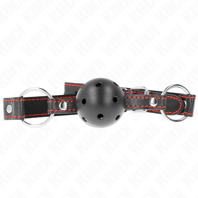 KINK - HOLLOW HARD BLACK BALL GAG MODEL 2 65 x 2.5 CM - Amore24