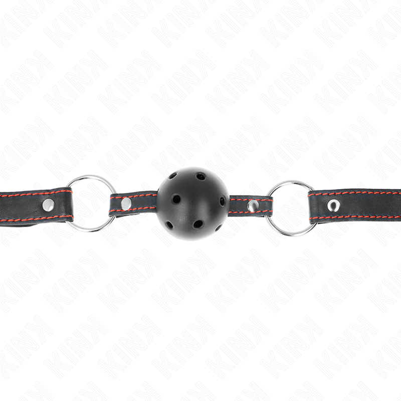 KINK - HOLLOW HARD BLACK BALL GAG MODEL 2 65 x 2.5 CM - Amore24