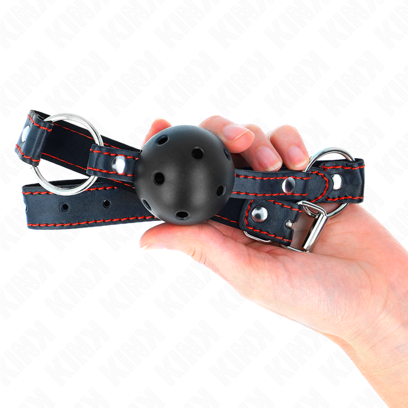 KINK - HOLLOW HARD BLACK BALL GAG MODEL 2 65 x 2.5 CM - Amore24