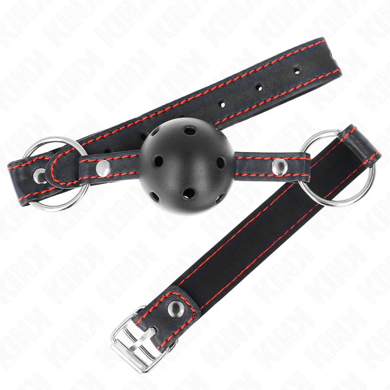 KINK - HOLLOW HARD BLACK BALL GAG MODEL 2 65 x 2.5 CM - Amore24