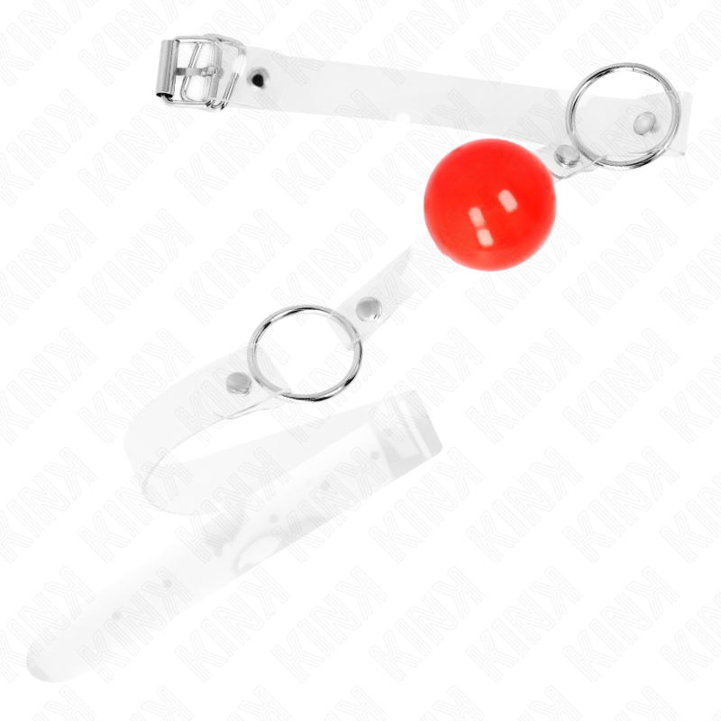 KINK - RED TRANSPARENT PVC BALL 4 CM GAG ADJUSTABLE - Amore24