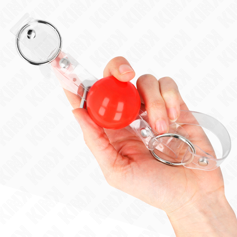 KINK - RED TRANSPARENT PVC BALL 4 CM GAG ADJUSTABLE - Amore24