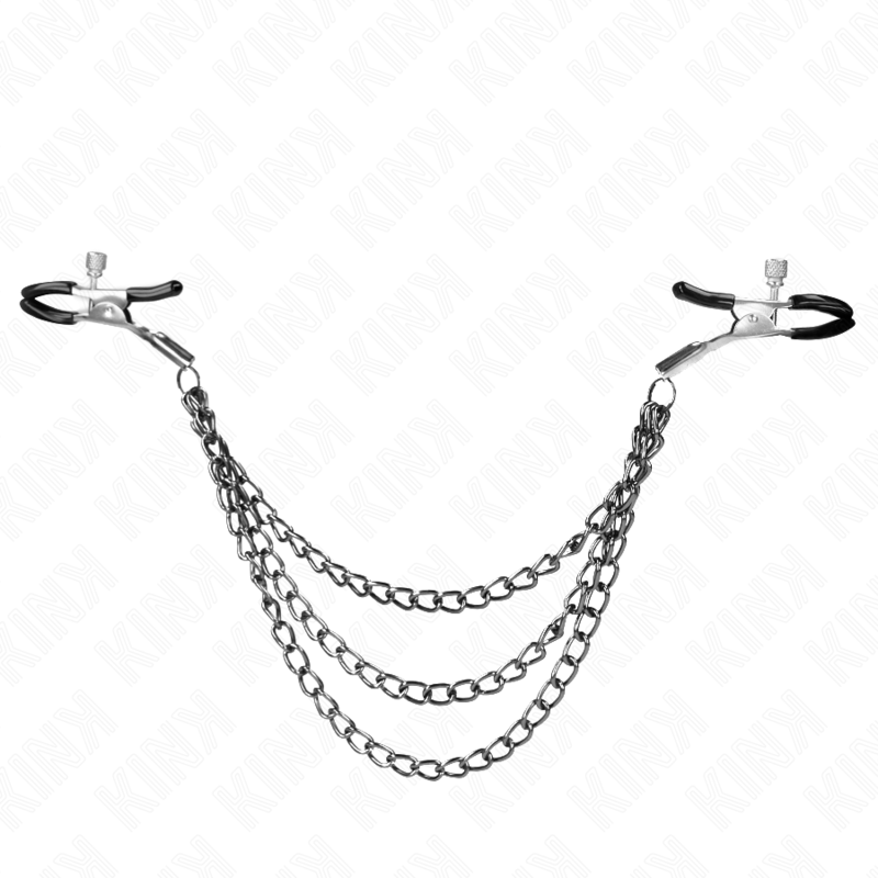 KINK - NIPPLE CLAMPS WITH 3 CHAINS BLACK 20/23/28 CM - Amore24