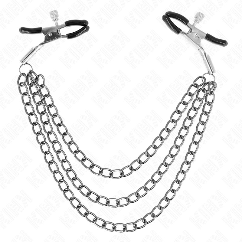 KINK - NIPPLE CLAMPS WITH 3 CHAINS BLACK 20/23/28 CM - Amore24
