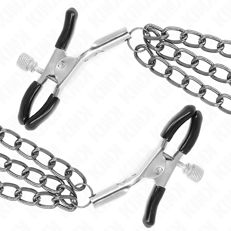 KINK - NIPPLE CLAMPS WITH 3 CHAINS BLACK 20/23/28 CM - Amore24