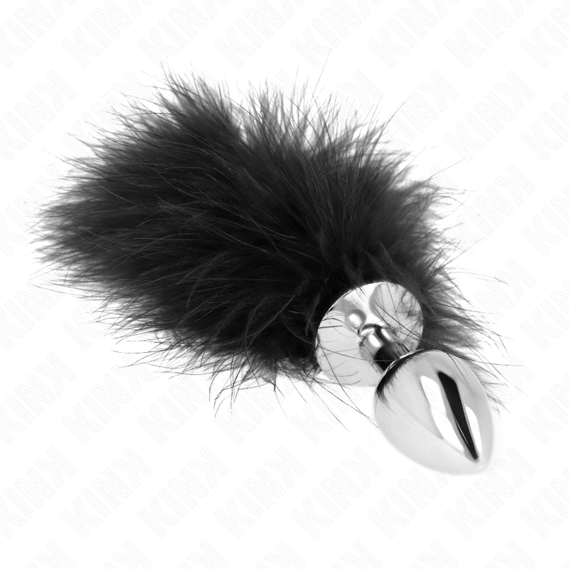 KINK - STAINLESS STEEL ANAL PLUG 11 x 7 CM WITH FEATHER 11 CM - Amore24