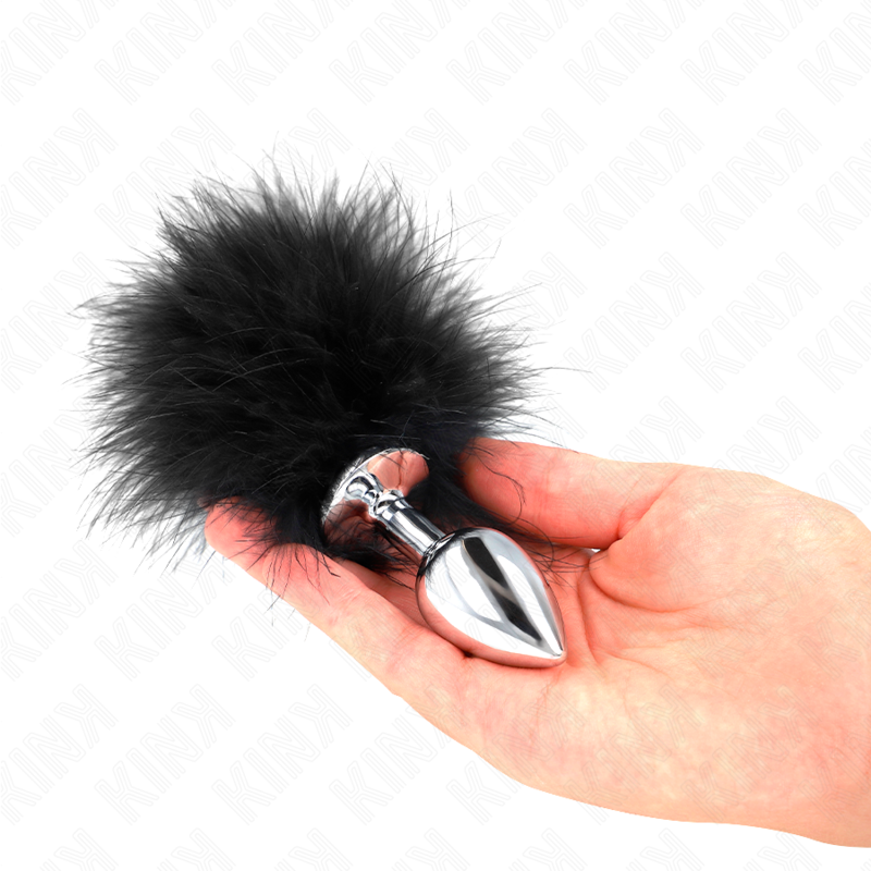 KINK - STAINLESS STEEL ANAL PLUG 11 x 7 CM WITH FEATHER 11 CM - Amore24
