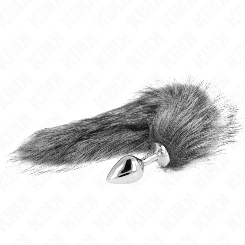 KINK - ANAL PLUG SIZE M 8 X 3.5 CM WITH SYNTHETIC TAIL 40 CM GREY - Amore24