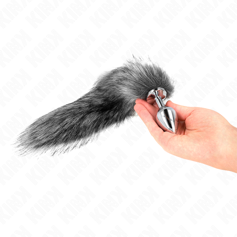 KINK - ANAL PLUG SIZE M 8 X 3.5 CM WITH SYNTHETIC TAIL 40 CM GREY - Amore24
