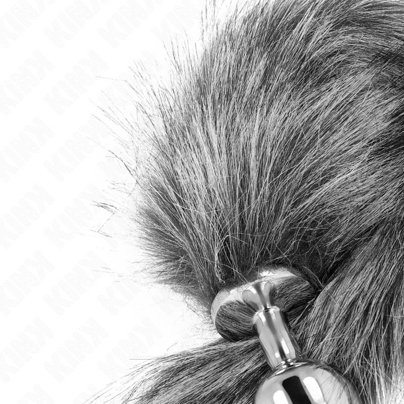 KINK - ANAL PLUG SIZE M 8 X 3.5 CM WITH SYNTHETIC TAIL 40 CM GREY - Amore24