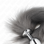 KINK - ANAL PLUG SIZE M 8 X 3.5 CM WITH SYNTHETIC TAIL 40 CM GREY AND WHITE - Amore24