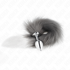 KINK - ANAL PLUG SIZE M 8 X 3.5 CM WITH SYNTHETIC TAIL 40 CM GREY AND WHITE - Amore24