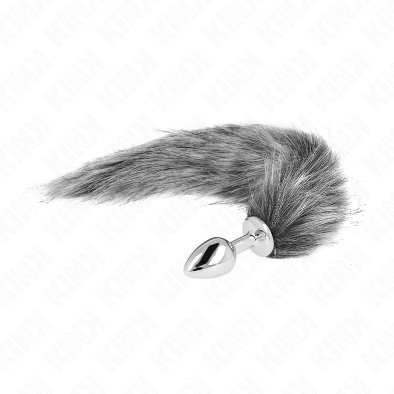 KINK - ANAL PLUG SIZE S 7 X 3 CM WITH SYNTHETIC TAIL 40 CM GREY - Amore24