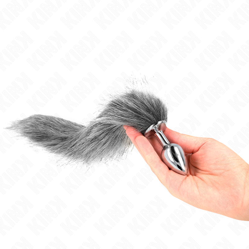 KINK - ANAL PLUG SIZE S 7 X 3 CM WITH SYNTHETIC TAIL 40 CM GREY - Amore24