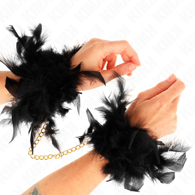 KINK - FEATHER HAND CUFFS WITH GOLD CHAIN MODEL 1 - Amore24