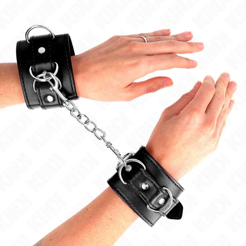 KINK - 3 D-RING WRIST RESTRAINTS ADJUSTABLE BLACK 17.5-25 CM X 6 CM - Amore24