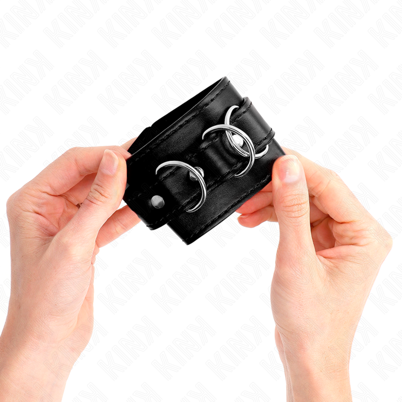 KINK - 3 D-RING WRIST RESTRAINTS ADJUSTABLE BLACK 17.5-25 CM X 6 CM - Amore24