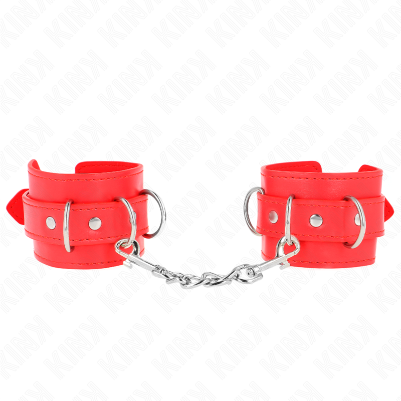 KINK - 3 D-RING WRIST RESTRAINTS ADJUSTABLE RED 17.5-25 CM X 6 CM - Amore24