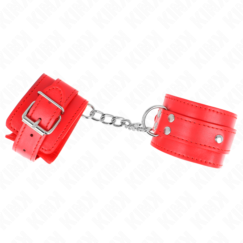 KINK - 3 D-RING WRIST RESTRAINTS ADJUSTABLE RED 17.5-25 CM X 6 CM - Amore24
