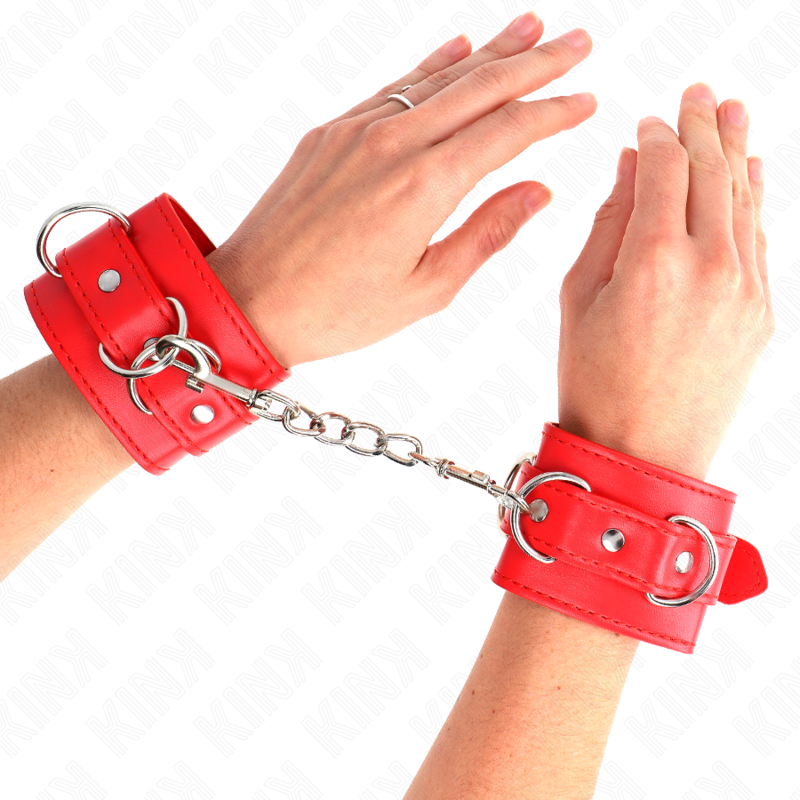 KINK - 3 D-RING WRIST RESTRAINTS ADJUSTABLE RED 17.5-25 CM X 6 CM - Amore24