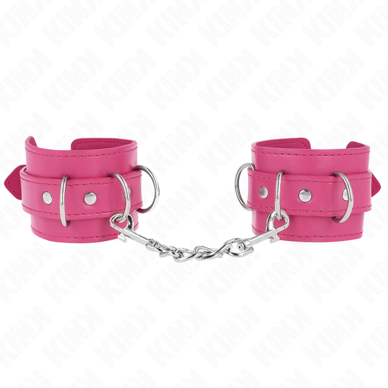 KINK - 3 D-RING WRIST RESTRAINTS ADJUSTABLE PINK 17.5-25 CM X 6 CM - Amore24