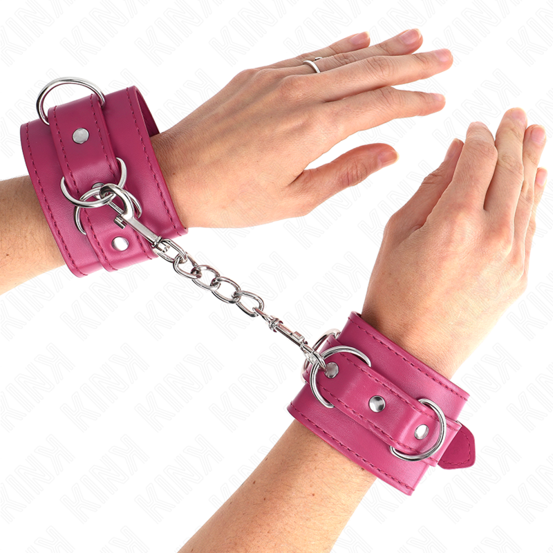 KINK - 3 D-RING WRIST RESTRAINTS ADJUSTABLE PINK 17.5-25 CM X 6 CM - Amore24
