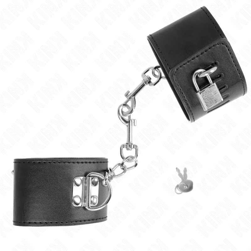 KINK - WRIST RESTRAINTS WITH PADLOCK CLOSURE BLACK ADJUSTABLE 16-23 CM X 5.5 CM - Amore24