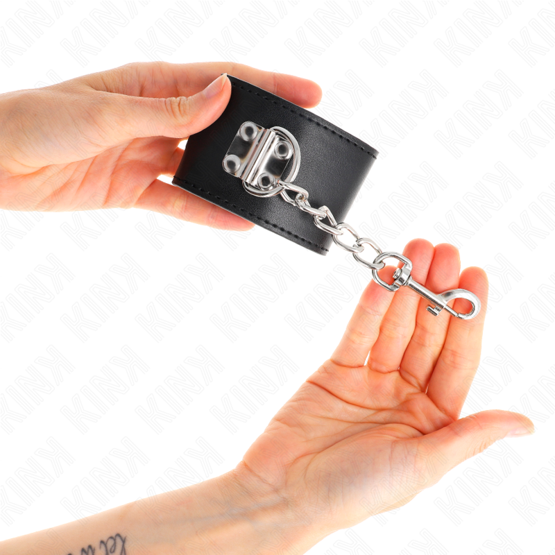 KINK - WRIST RESTRAINTS WITH PADLOCK CLOSURE BLACK ADJUSTABLE 16-23 CM X 5.5 CM - Amore24