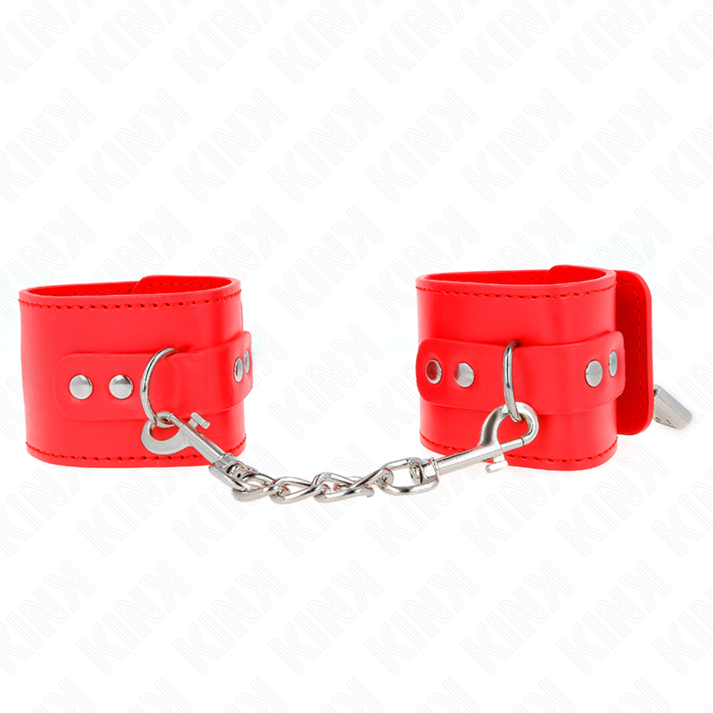 KINK - WRIST RESTRAINTS WITH PADLOCK CLOSURE RED ADJUSTABLE 16-23 CM X 5.5 CM - Amore24
