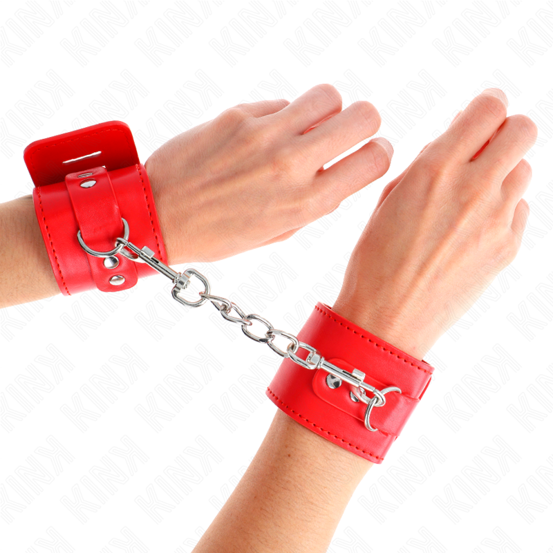 KINK - WRIST RESTRAINTS WITH PADLOCK CLOSURE RED ADJUSTABLE 16-23 CM X 5.5 CM - Amore24
