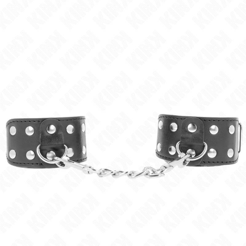 KINK - WRISTBANDS WITH DOUBLE LINE OF ADJUSTABLE STUDS BLACK - Amore24