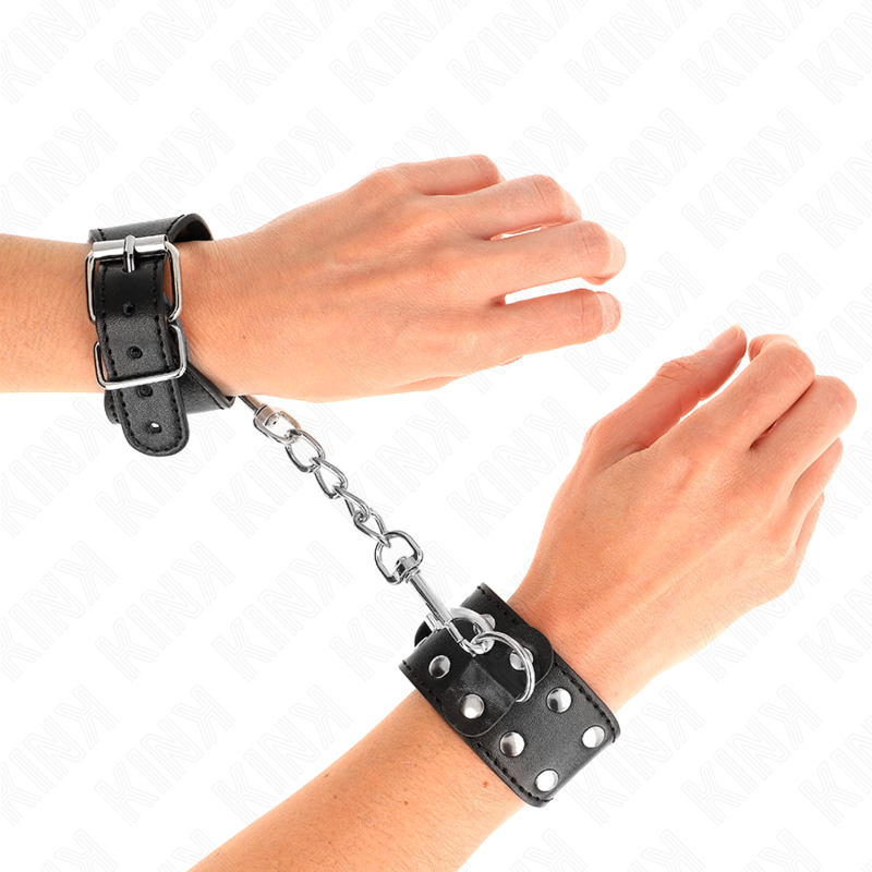 KINK - WRISTBANDS WITH DOUBLE LINE OF ADJUSTABLE STUDS BLACK - Amore24