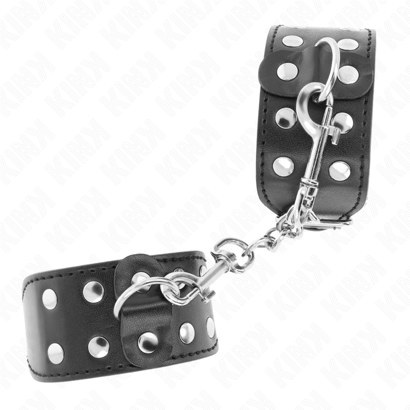 KINK - WRISTBANDS WITH DOUBLE LINE OF ADJUSTABLE STUDS BLACK - Amore24