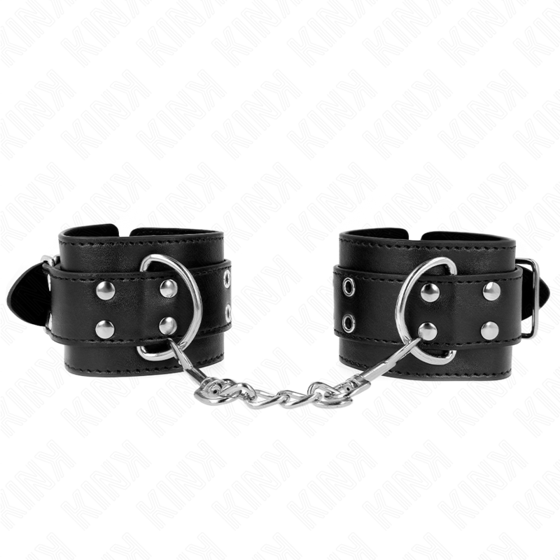 KINK - DOUBLE BUCKLE WRIST RESTRAINTS BLACK ADJUSTABLE 19-26 CM - Amore24