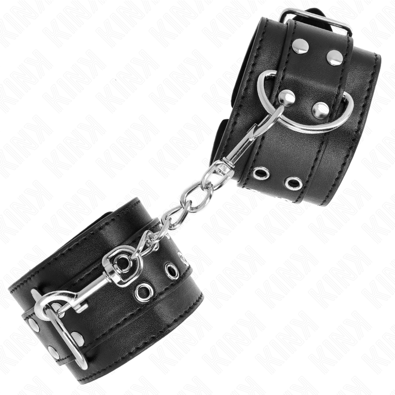 KINK - DOUBLE BUCKLE WRIST RESTRAINTS BLACK ADJUSTABLE 19-26 CM - Amore24
