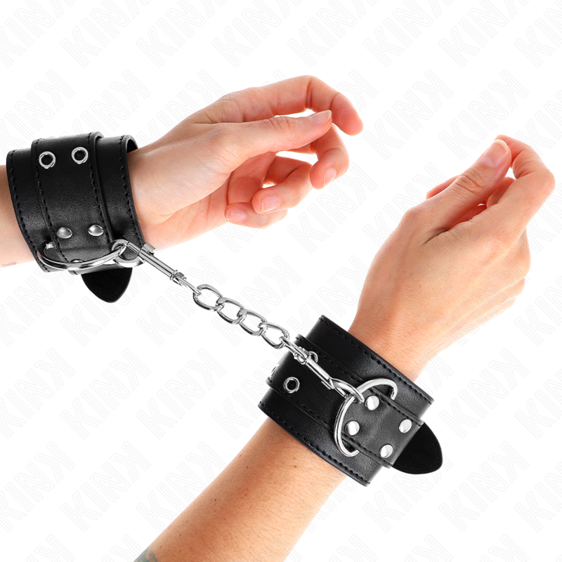 KINK - DOUBLE BUCKLE WRIST RESTRAINTS BLACK ADJUSTABLE 19-26 CM - Amore24