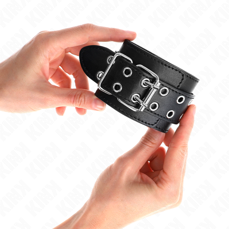 KINK - DOUBLE BUCKLE WRIST RESTRAINTS BLACK ADJUSTABLE 19-26 CM - Amore24