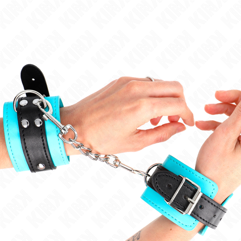 KINK - HOOK WRIST RESTRAINTS BLUE FUR LINED ADJUSTABLE 20-28 CM X 5.5 CM - Amore24