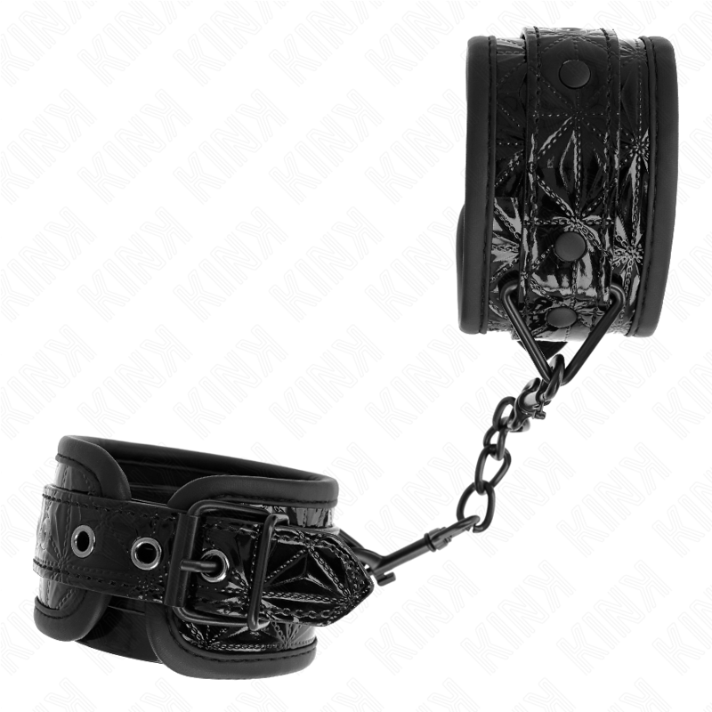 KINK - DIAMOND PATTERN WRIST RESTRAINTS BLACK ADJUSTABLE 17-26 CM X 5.5 CM - Amore24