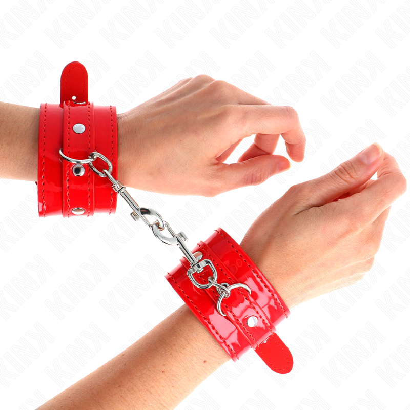 KINK - SHINY HAND CUFFS RED ADJUSTABLE 23-33 CM - Amore24